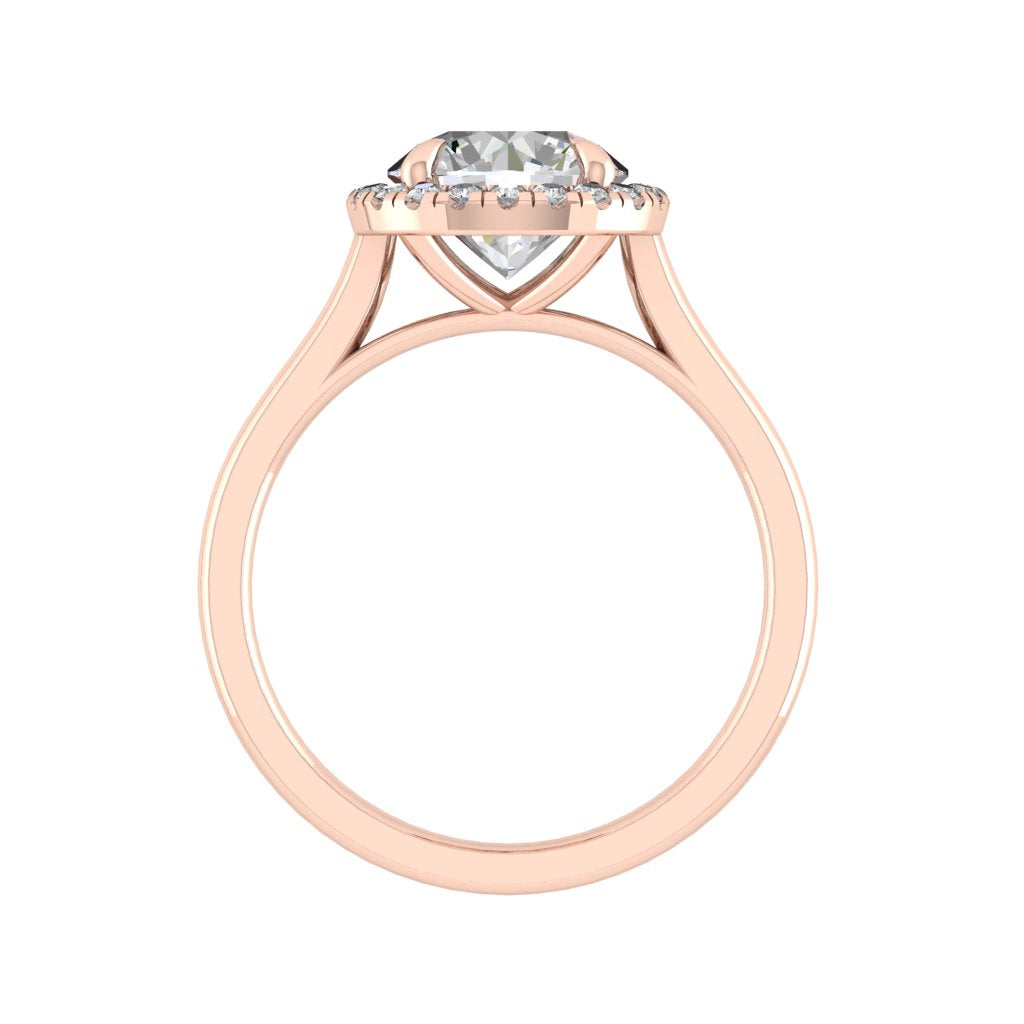 The Aglaia – Brilliant Round Cut Moissanite Halo Ring with 1 to 3 carats in 18K White, Yellow or Rose Gold