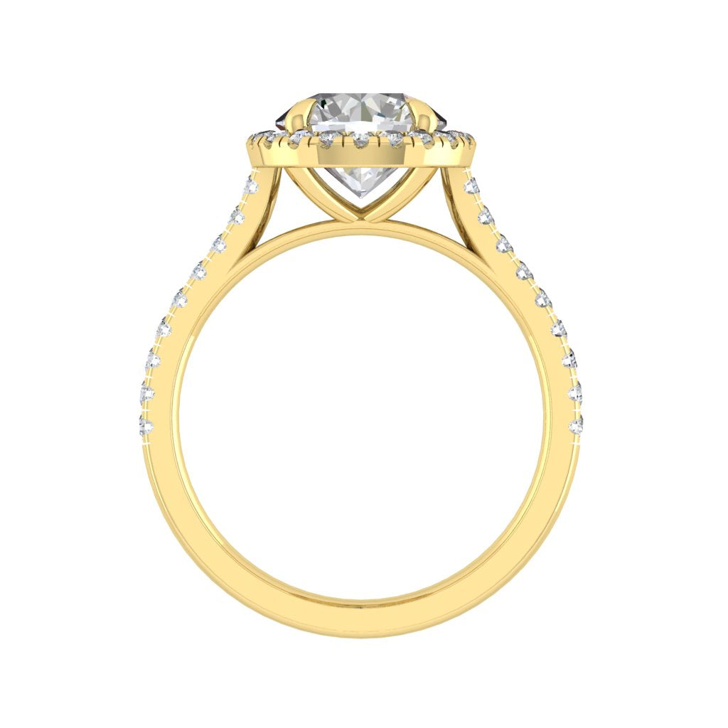 The Apostolia – Brilliant Round Cut Moissanite Pavé Halo Ring with 1 to 3 carats in 18K White, Yellow or Rose Gold