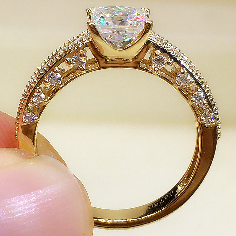 The Athena - Princess Cut Moissanite Ring with 1 to 3 carats in 18K White, Yellow or Rose Gold