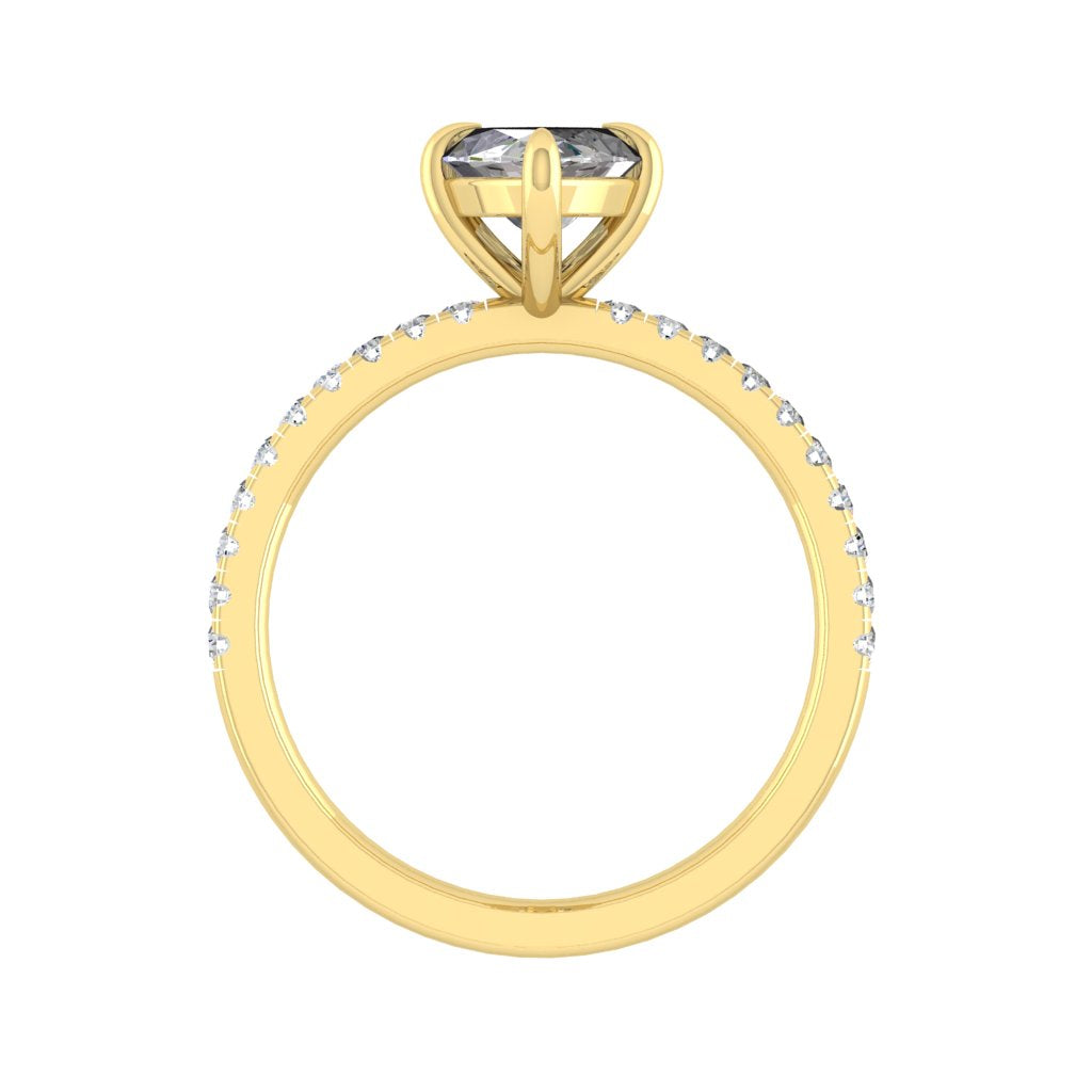 The Catalina - Marquise Cut Moissanite Pavé Ring with 1 to 3 carats in 18K White, Yellow or Rose Gold