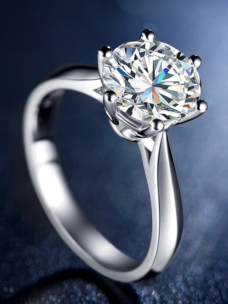 The Harley - Round Cut Moissanite 6 Round Prong Solitaire Ring with 1 to 5 carats in 18K White, Yellow or Rose Gold