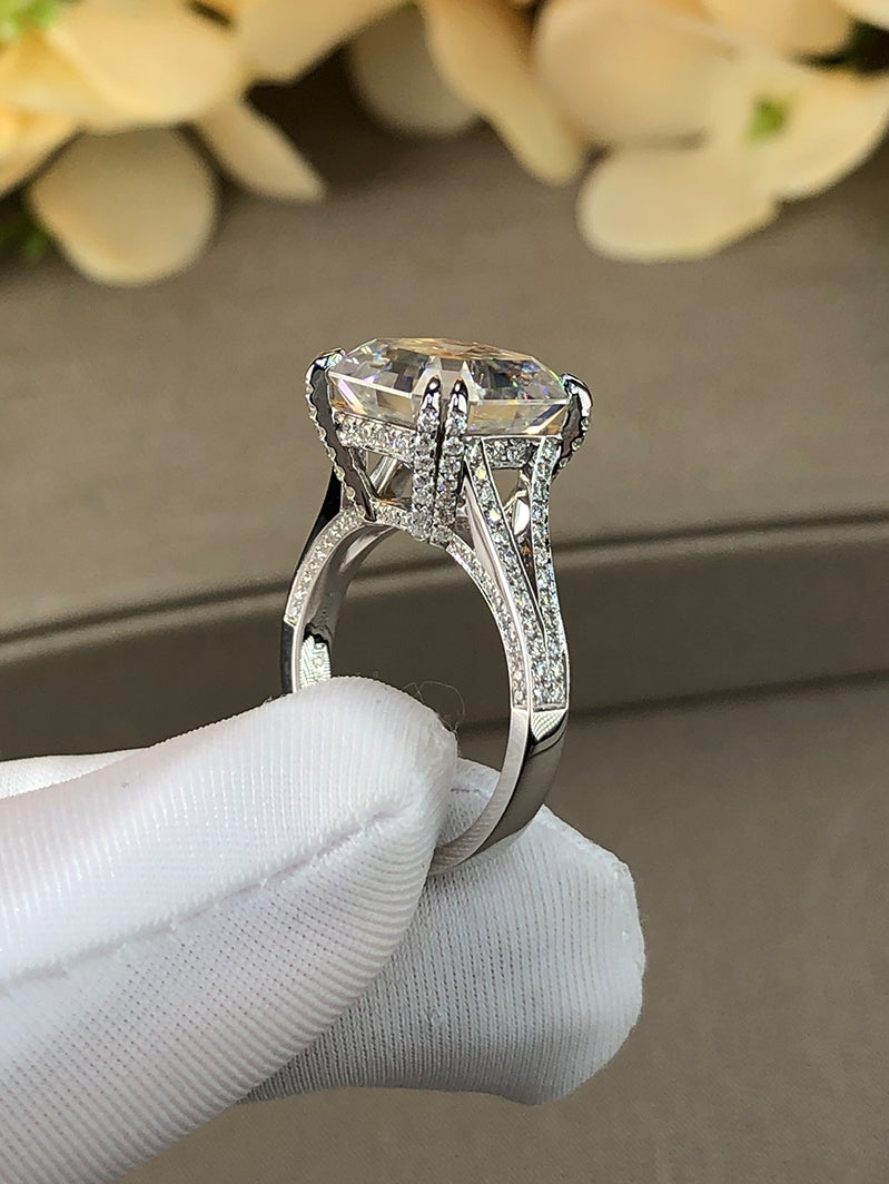 The Mayfair - Cushion Cut Moissanite Double Eagle Claw Prongs Ring with 2 to 5 carats in 18K White, Yellow or Rose Gold