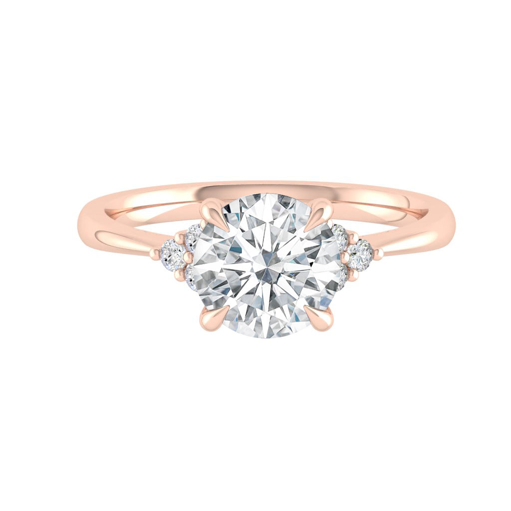 The Pandora - Round Cut Moissanite Solitaire Ring with 1 to 3 carats in 18K White, Yellow or Rose Gold