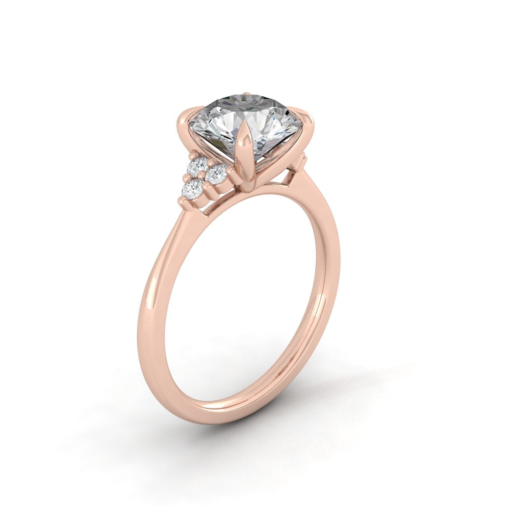 The Pandora - Round Cut Moissanite Solitaire Ring with 1 to 3 carats in 18K White, Yellow or Rose Gold