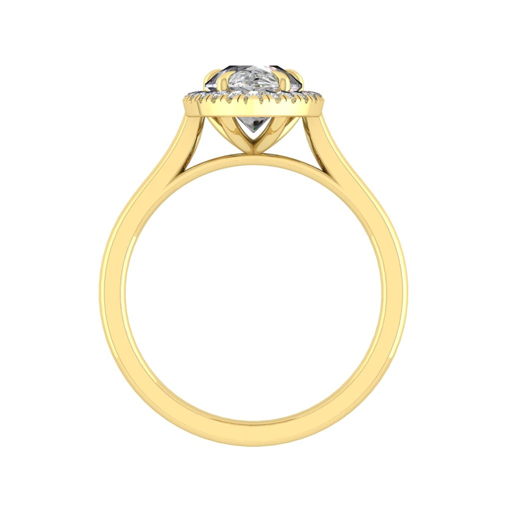 The Viviana - 1 to 3 Carats Pear Cut Moissanite Ring with Accent Stones in 18K White, Yellow or Rose Gold