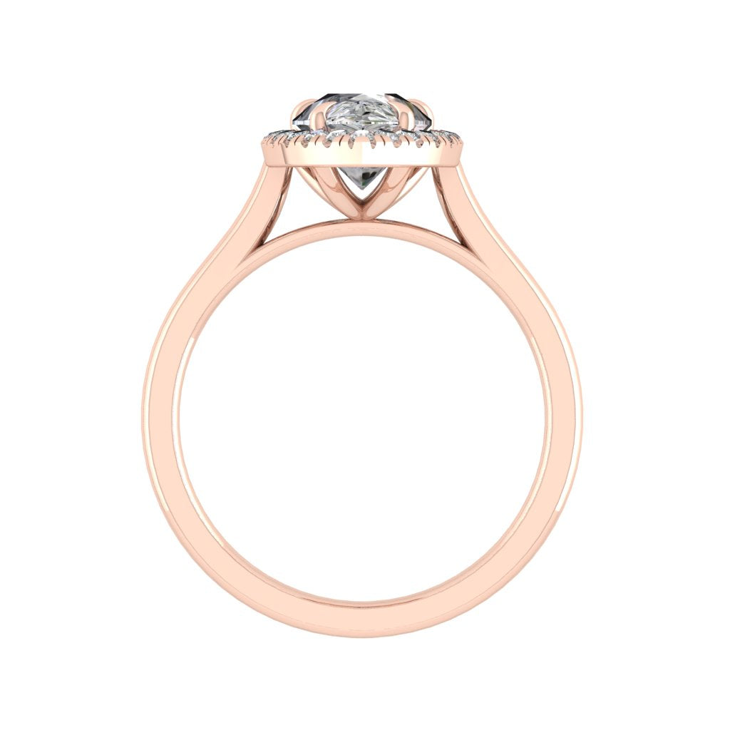 The Viviana - 1 to 3 Carats Pear Cut Moissanite Ring with Accent Stones in 18K White, Yellow or Rose Gold