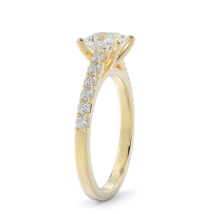 Princess Cut Pavé Ring in 14K Yellow Gold