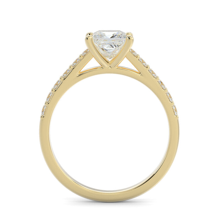 Princess Cut Pavé Ring in 14K Yellow Gold